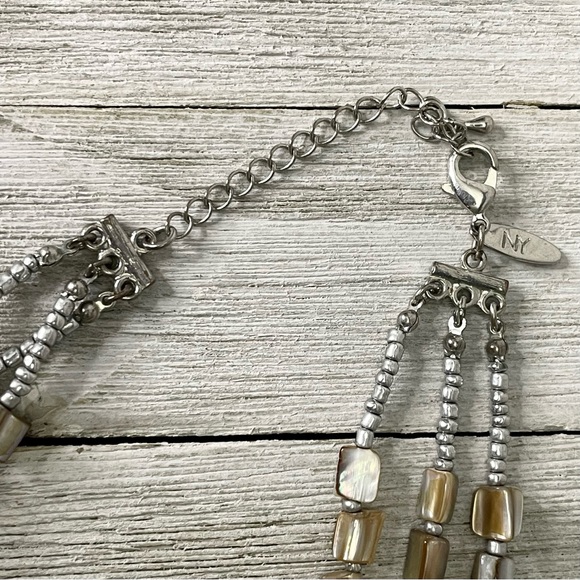 NEW YORK & CO Triple Strand Beaded Statement Piece Necklace - Picture 5 of 5